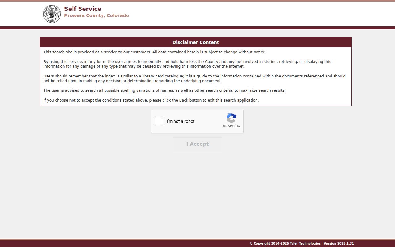 Prowers County Clerk of Court distinction from Tyler recorder index
