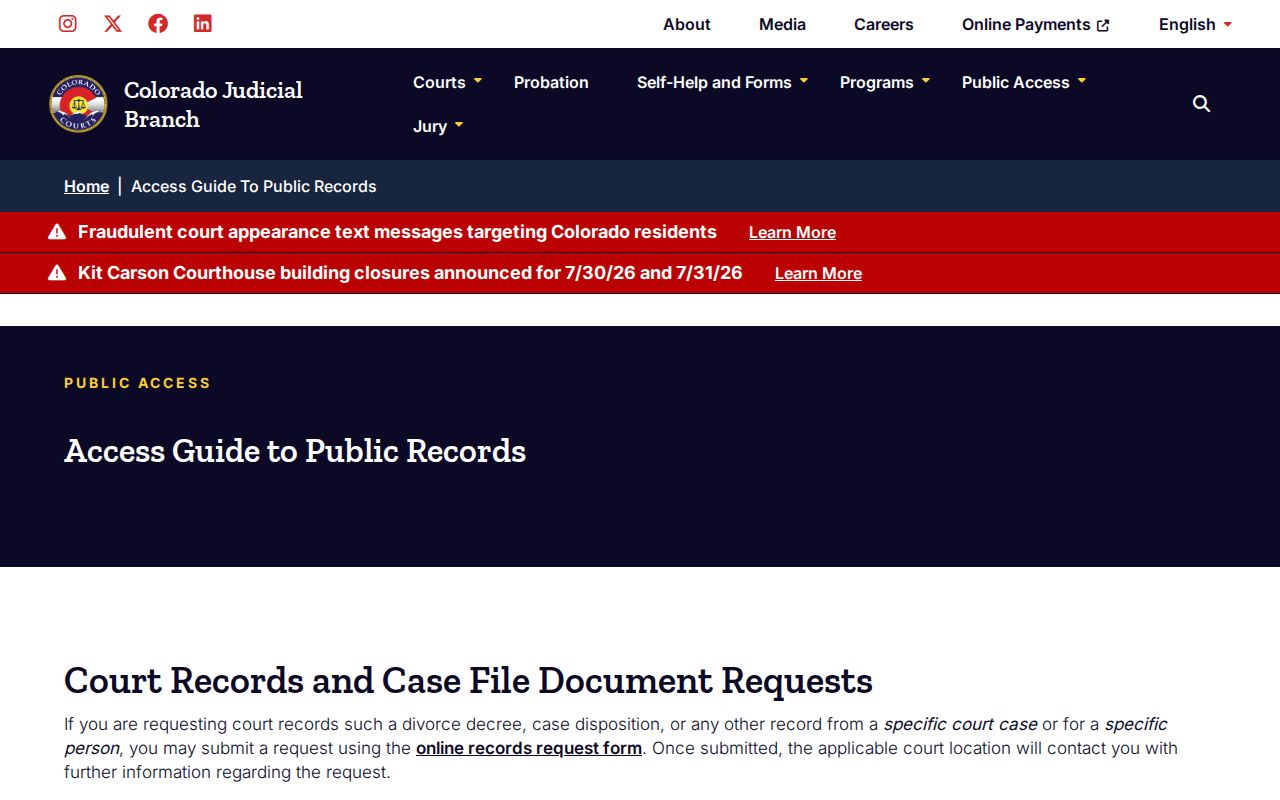 Prowers County court records Colorado public access guide