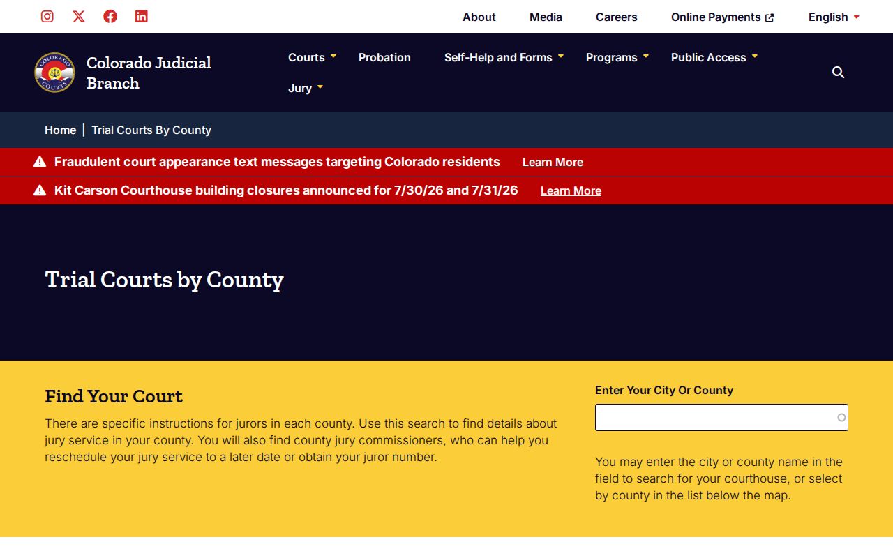 Prowers County District Court Colorado trial court structure