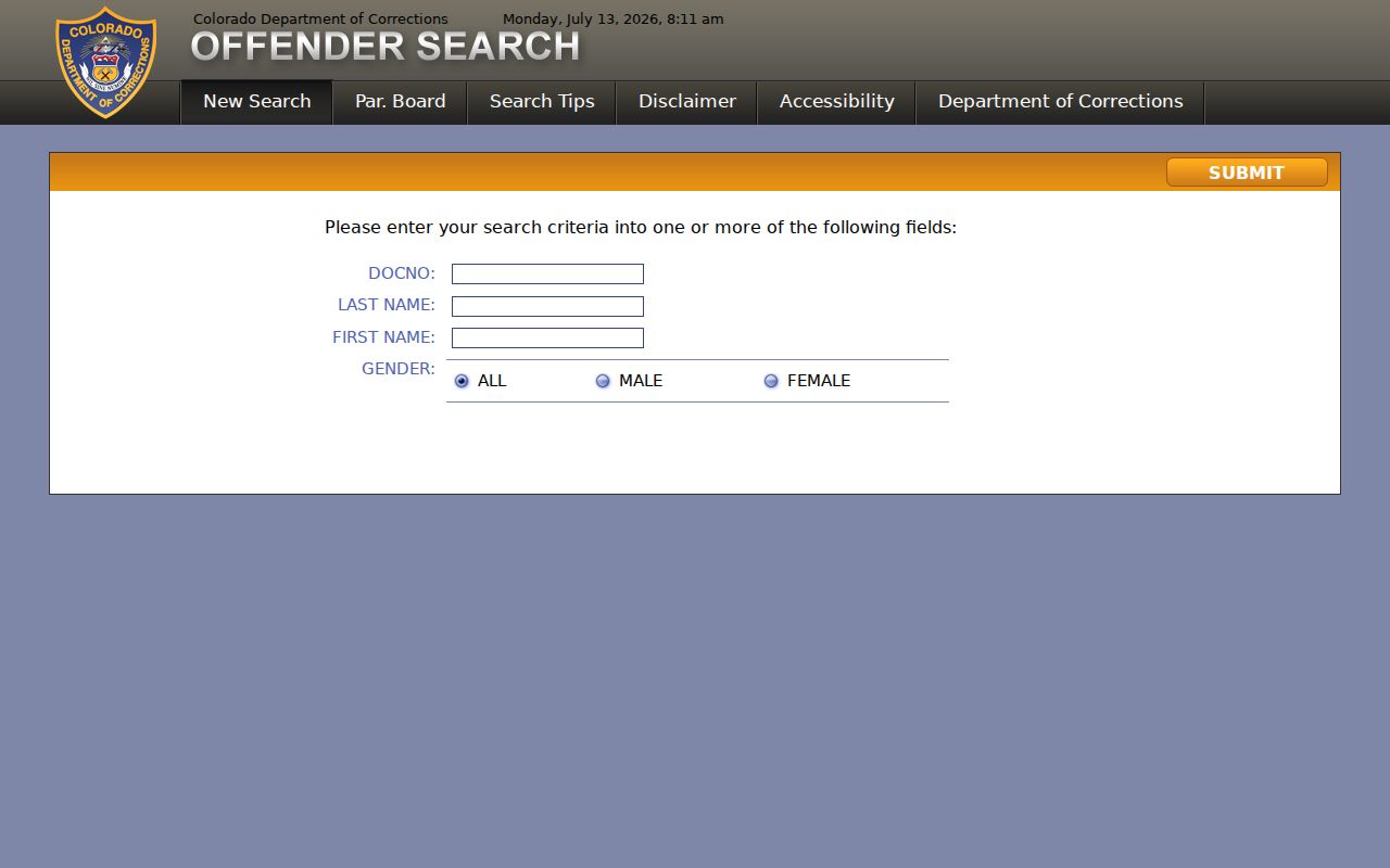 Prowers County inmate records Colorado DOC offender search