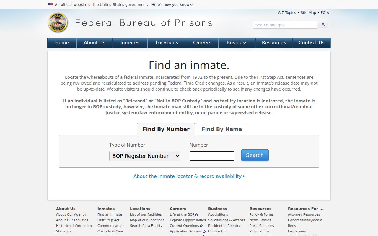 Prowers County inmate records federal BOP inmate locator