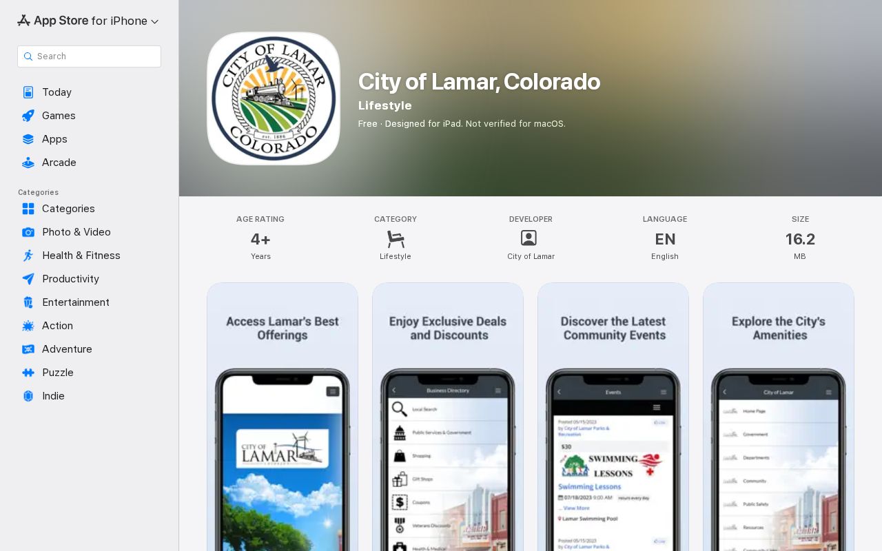 Prowers County warrant records City of Lamar app Apple App Store page